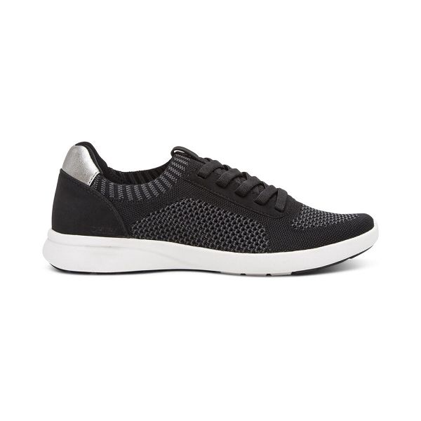 Aetrex Women's Teagan Arch Support Sneakers - Black | USA F8QZPVY